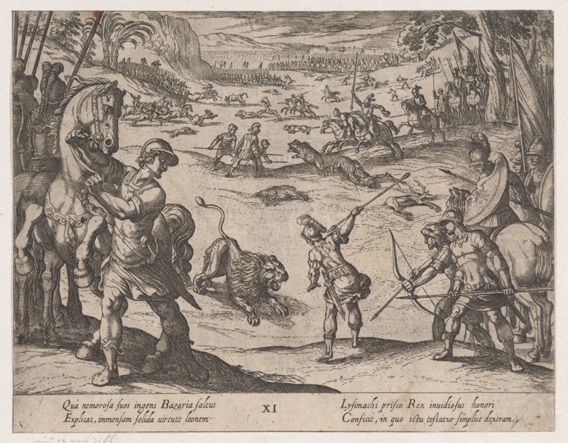 Plate 11: Alexander's Lion Hunt, from The Deeds of Alexander the Great, 1608.