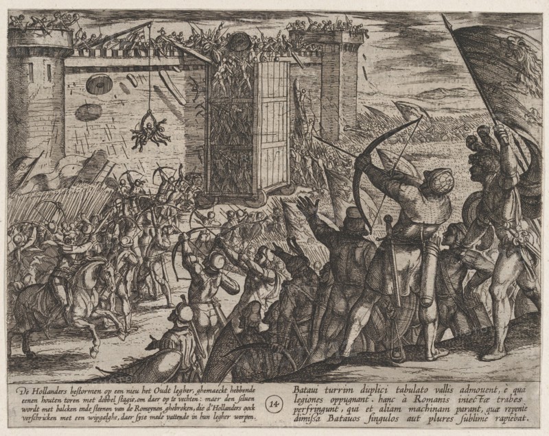 Plate 14: New Attack on the Old Fortress, from The War of the Romans Against the Batavians (Romanorvm et Batavorvm societas), 1611.