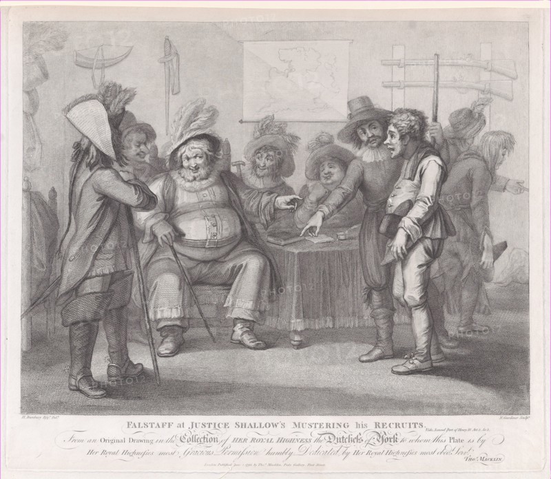 Falstaff at Justice Shallow's Mustering His Recruits (Shakespeare, Henry IV, Part II, Act 3, Scene 2), June 1, 1792.