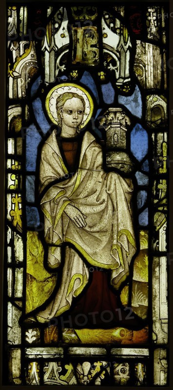 Stained Glass Panel with St. Barbara, British, ca. 1450.