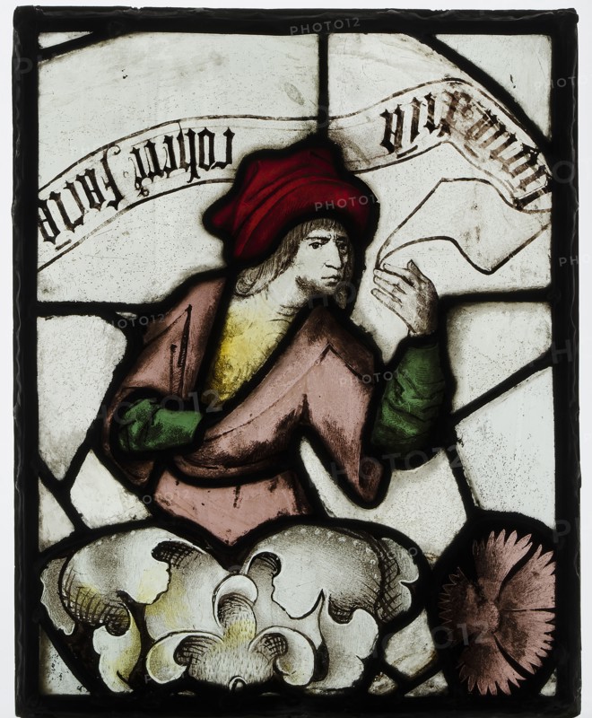 Panel with Prophet from a Tree of Jesse Window, British, mid-15th century.