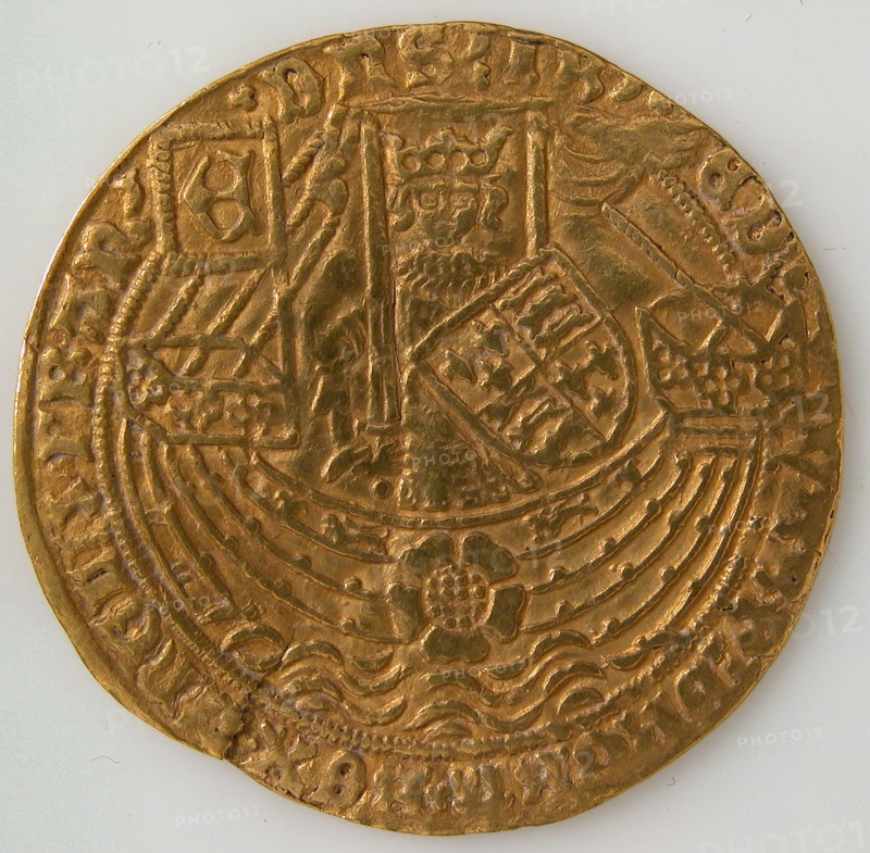 Coin with Rose Noble and Edward IV, British, 1464-1470.