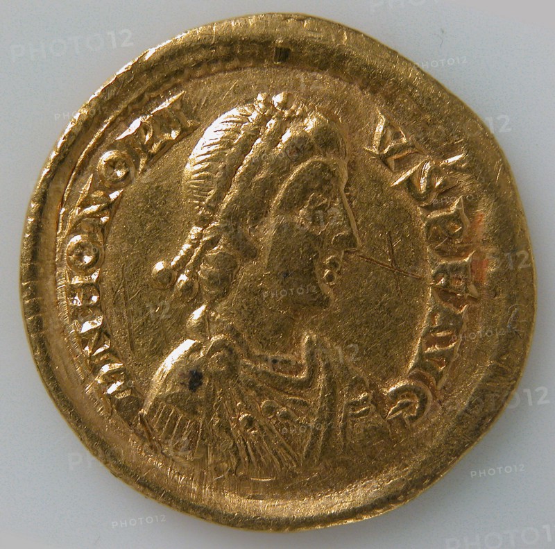 Solidus of Honorius (r. 395-423), Byzantine, 395-423.