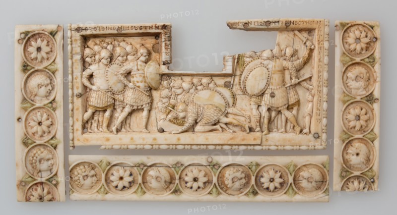 Panel from an Ivory Casket with Scenes of the Story of Joshua, Byzantine, 900-1000.