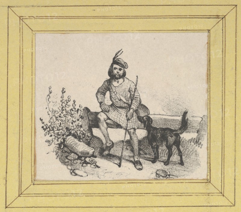 Man sitting with a dog, mid-19th century.