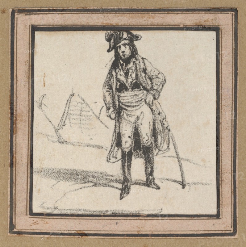 Soldier leaning on his sword, mid-19th century.