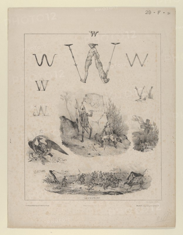 The letter "W": Washington, Wagram, Waterloo, 1833.