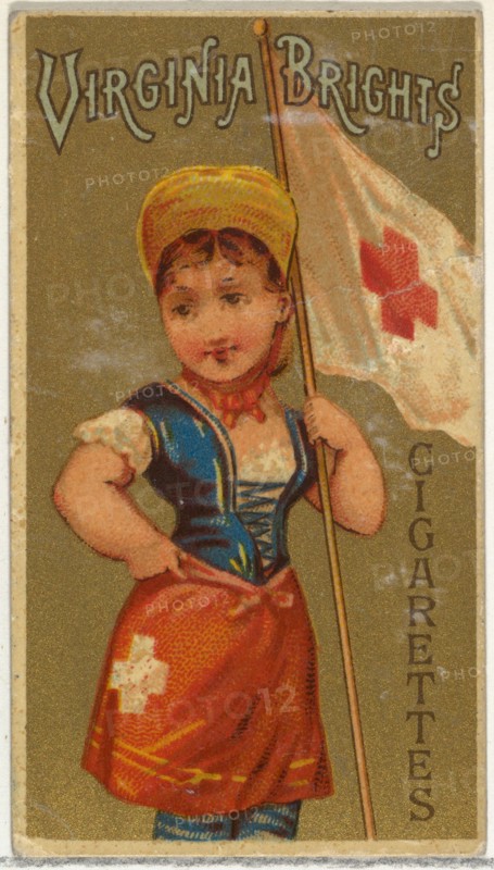 From the Girls and Children series (N64) promoting Virginia Brights Cigarettes for Allen & Ginter brand tobacco products, 1886.
