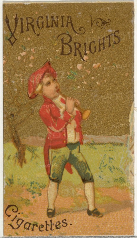 From the Girls and Children series (N64) promoting Virginia Brights Cigarettes for Allen & Ginter brand tobacco products, 1886.