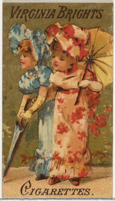 From the Girls and Children series (N64) promoting Virginia Brights Cigarettes for Allen & Ginter brand tobacco products, 1886.