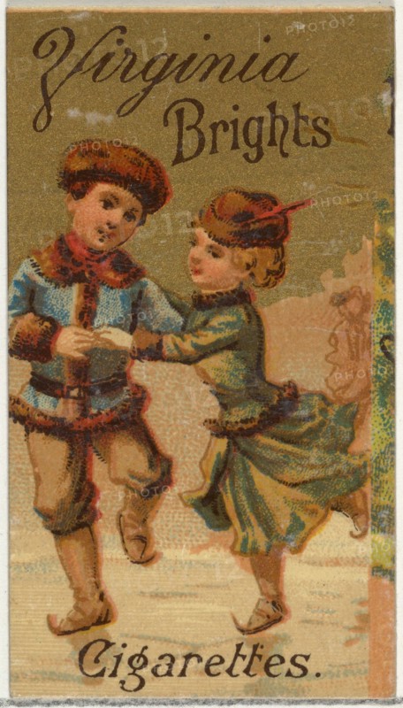 From the Girls and Children series (N64) promoting Virginia Brights Cigarettes for Allen & Ginter brand tobacco products, 1886.