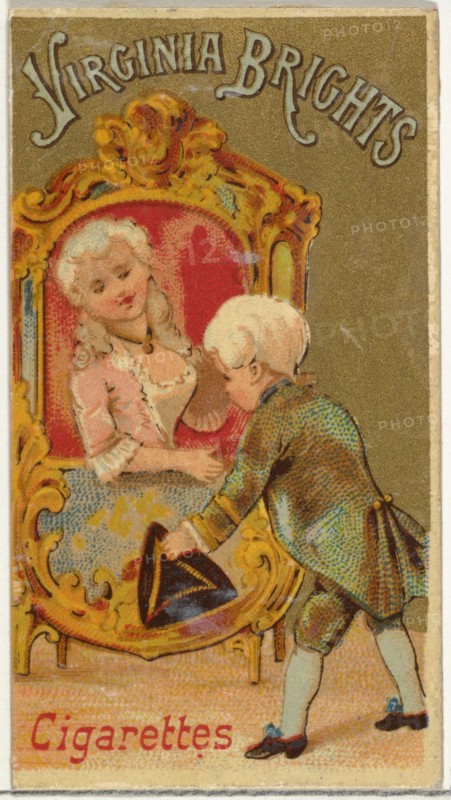 From the Girls and Children series (N64) promoting Virginia Brights Cigarettes for Allen & Ginter brand tobacco products, 1886.