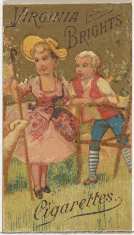 From the Girls and Children series (N64) promoting Virginia Brights Cigarettes for Allen & Ginter brand tobacco products, 1886.