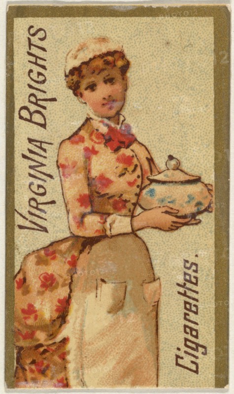 From the Girls and Children series (N64) promoting Virginia Brights Cigarettes for Allen & Ginter brand tobacco products, 1886.