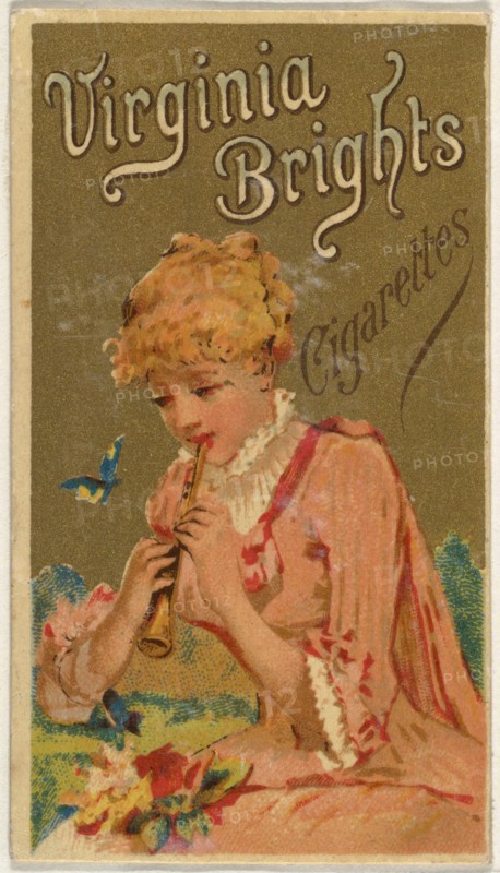From the Girls and Children series (N64) promoting Virginia Brights Cigarettes for Allen & Ginter brand tobacco products, 1886.