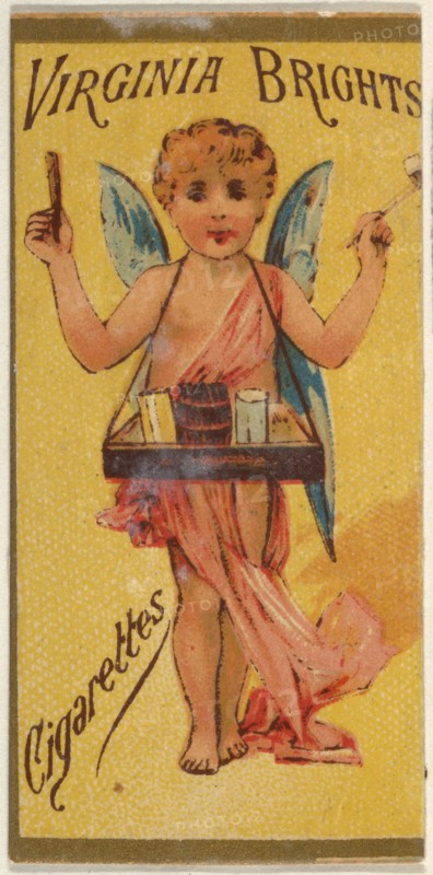 From the Girls and Children series (N64) promoting Virginia Brights Cigarettes for Allen & Ginter brand tobacco products, 1886.
