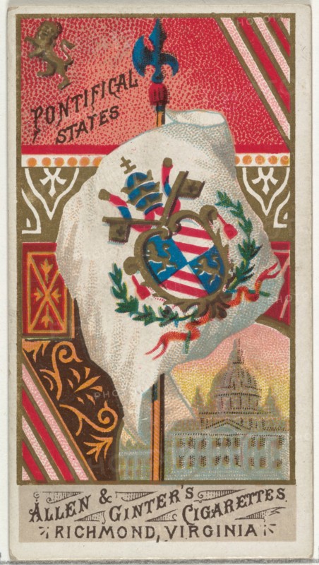 Pontifical States, from Flags of All Nations, Series 1 (N9) for Allen & Ginter Cigarettes Brands, 1887.