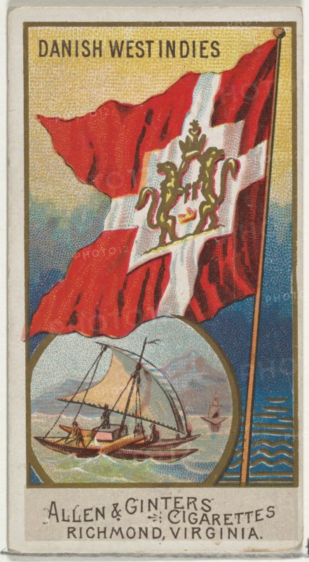Danish West Indies, from Flags of All Nations, Series 2 (N10) for Allen & Ginter Cigarettes Brands, 1890.