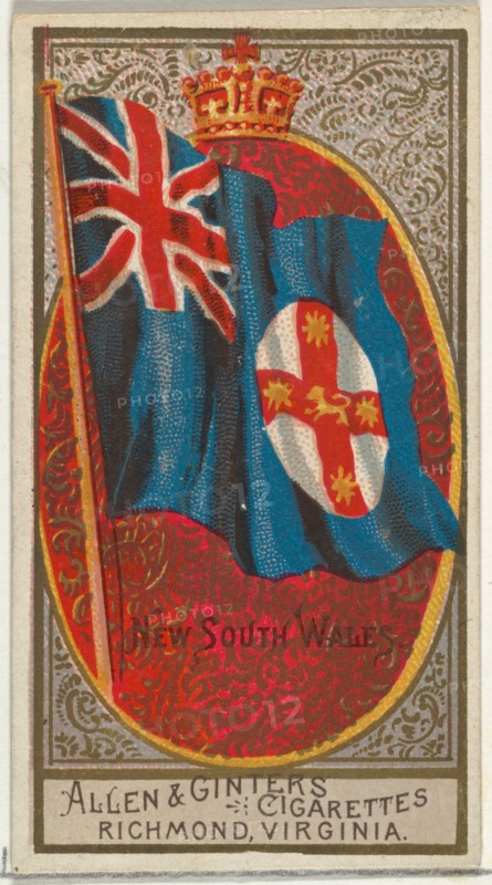 New South Wales, from Flags of All Nations, Series 2 (N10) for Allen & Ginter Cigarettes Brands, 1890.