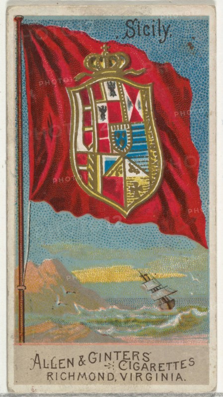 Sicily, from Flags of All Nations, Series 2 (N10) for Allen & Ginter Cigarettes Brands, 1890.