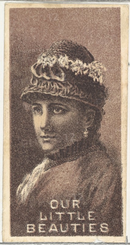 From the Actresses series (N57) promoting Our Little Beauties Cigarettes for Allen & Ginter brand tobacco products, 1890.