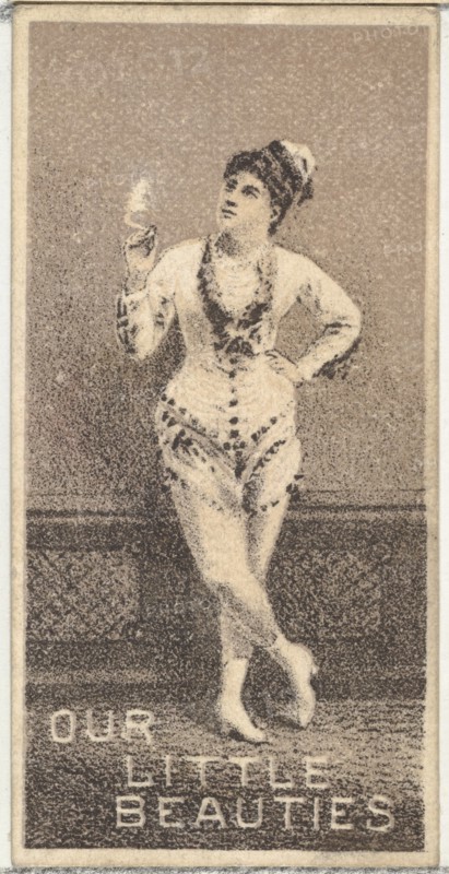From the Actresses series (N57) promoting Our Little Beauties Cigarettes for Allen & Ginter brand tobacco products, 1890.