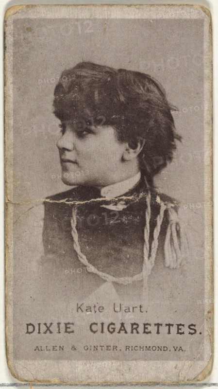 Kate Uart, from the Actresses series (N67) promoting Dixie Cigarettes for Allen & Ginter brand tobacco products, ca. 1888.