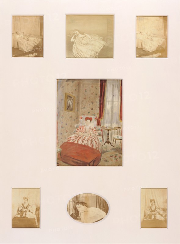 Convalescente (colorieè), 1861-67. [Top, left: Le Repos; top, centre: L'Algérienne; top, right: Repos (autre) ; center: Convalescente (colorieè) ; bottom, left: L'Allongée ; bottom, center: Convalescente (autre) ; bottom, right: Convalescente (autre) ].