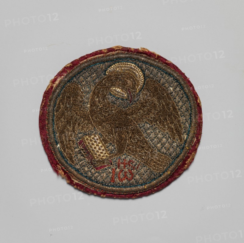 Embroidered Medallion, Byzantine, 15th-16th century. Evangelist symbol of an eagle.