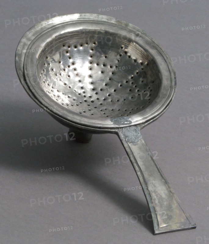 The Attarouthi Treasure - Wine Strainer, Byzantine, 500-650. Pattern of Christogram, a monogram of the initials of Christ?s name in Greek