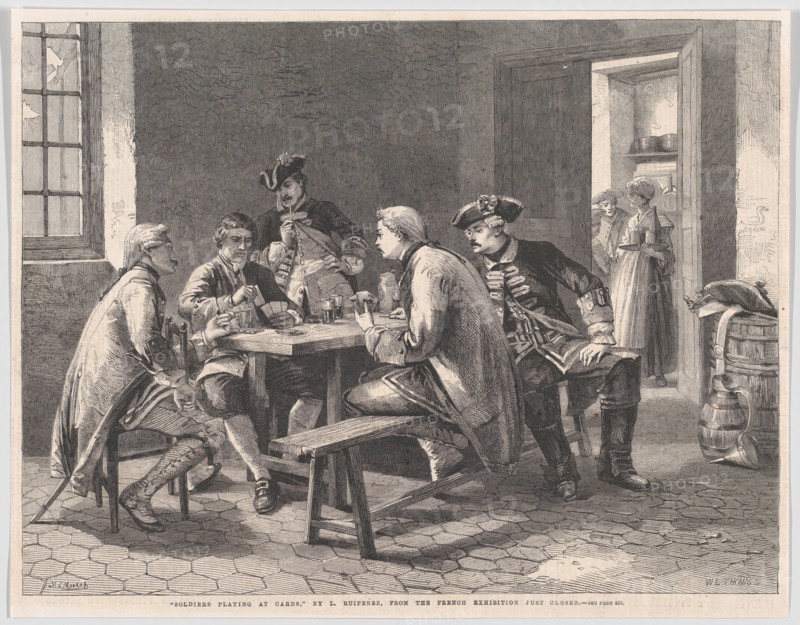 Soldiers Playing at Cards, from "Illustrated London News", May 4, 1861.