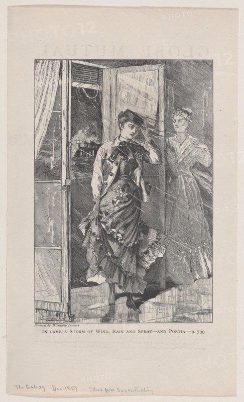 In Came a Storm of Wind, Rain and Spray - and Portia (The Galaxy, An Illustrated Magazine of Entertaining Reading, Vol. VIII), December 1869.