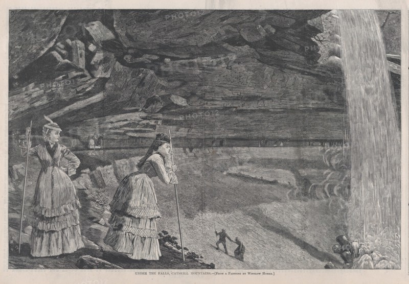 Under the Falls, Catskill Mountains (Harper's Weekly, Vol. XVI), September 14, 1878.