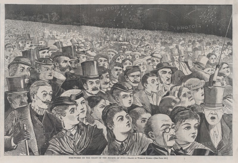 Fire-Works on the Night of the Fourth of July (Harper's Weekly, Vol. XII), July 11, 1868. Creator: Unknown.