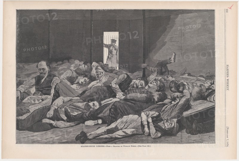 Station-House Lodgers (Harper's Weekly, Vol. XVIII), February 7, 1874.
