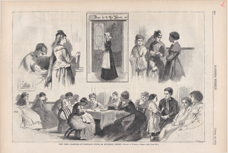 New York Charities - St. Barnabas House, 304 Mulberry Street (Harper's Weekly, Vol. XVIII), April 18, 1874.