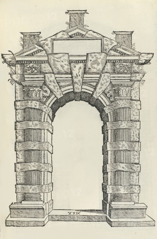 Tutte l'opere d'architettura, 1584. [Rustic Gate from Libro Estraordinaria, p. 17].