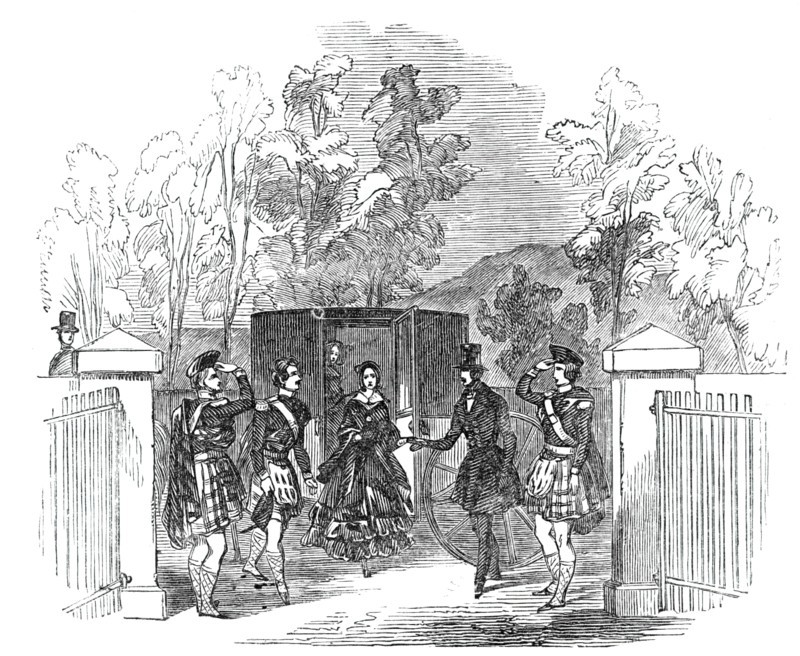 Her Majesty and Prince Albert alighting at Blair Athol Church