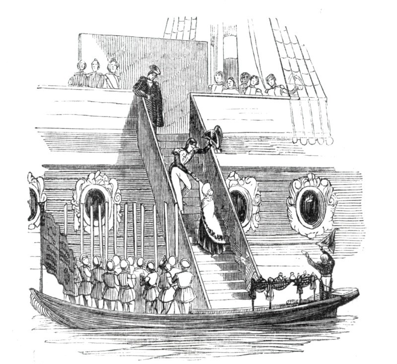 Her Majesty going on board the Royal George