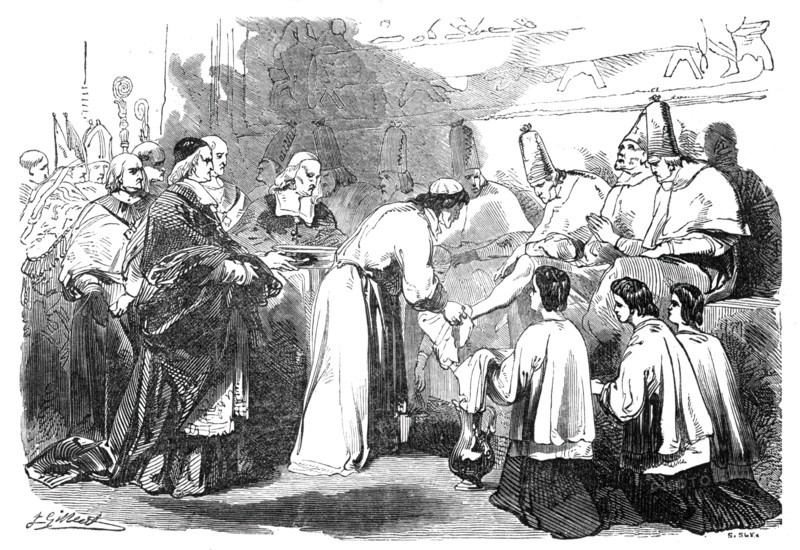 Holy Thursday - the Pope washing the feet of poor priests