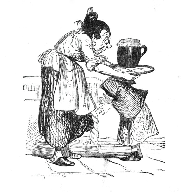 Little Red Riding Hood's mother gives her a pot of butter and a cake for her grandmother