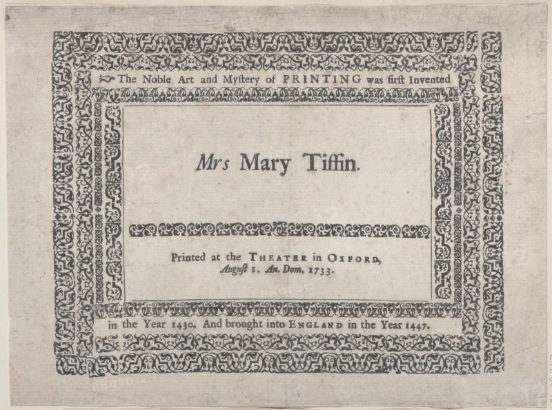 Trade Card for the Theater in Oxford