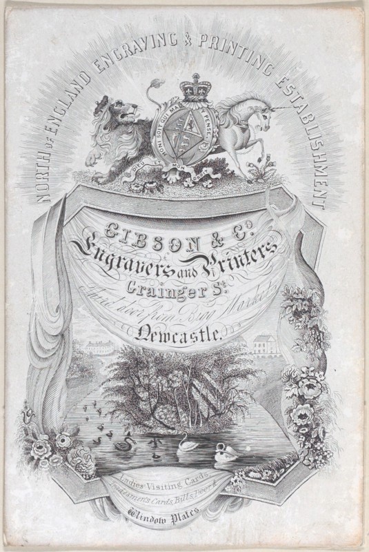 Trade card for North of England Engraving & Printing Establisment