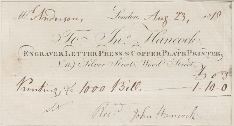 Trade Card for John Hancock
