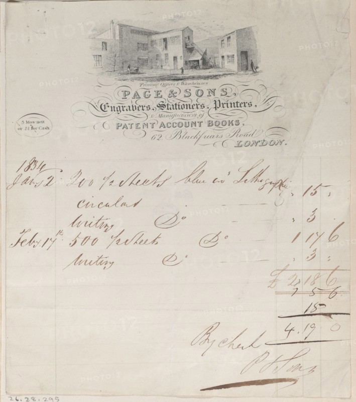 Trade Card for Page & Sons