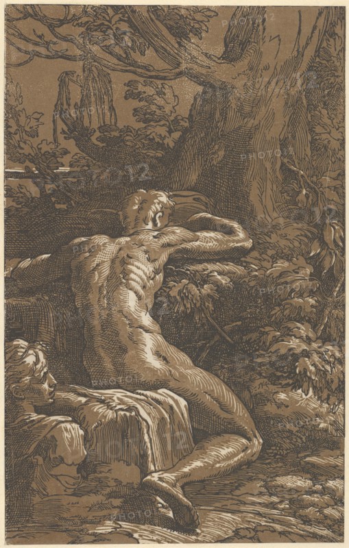 Man seated viewed from behind (Narcissus)