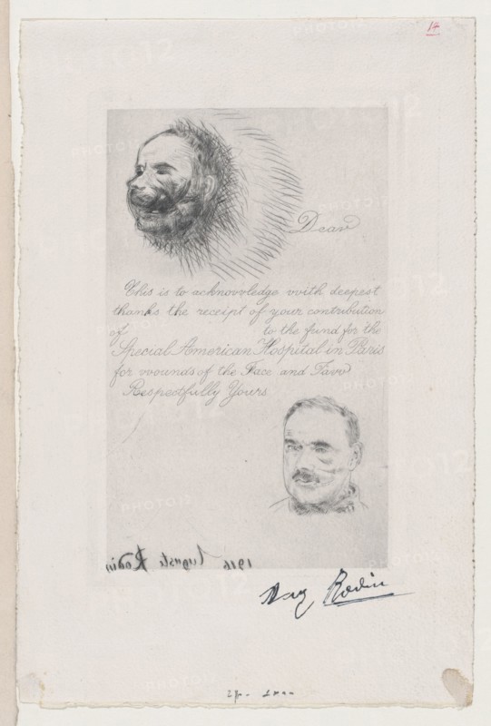 Contribution Receipt of the Special American Hospital in Paris for Wounds of the Face and ...