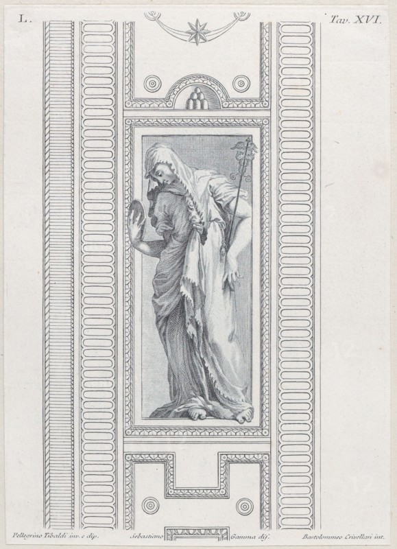 Plate 16: mythological figure holding a mirror