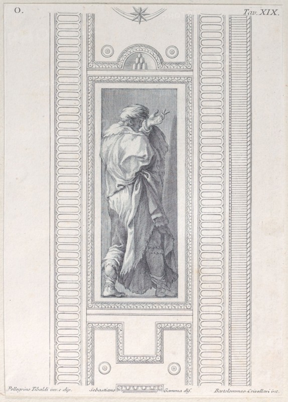 Plate 19: figure seen from behind with left hand raised