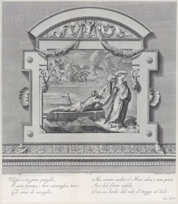 Plate 26: Ulysses escaping on a raft with the aid of the sea deity Leucothea